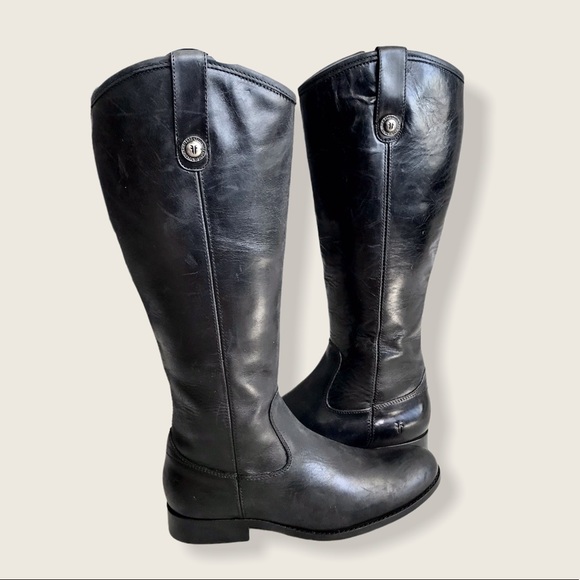 Frye Melissa Button Black Leather Knee High Boot - Picture 9 of 16